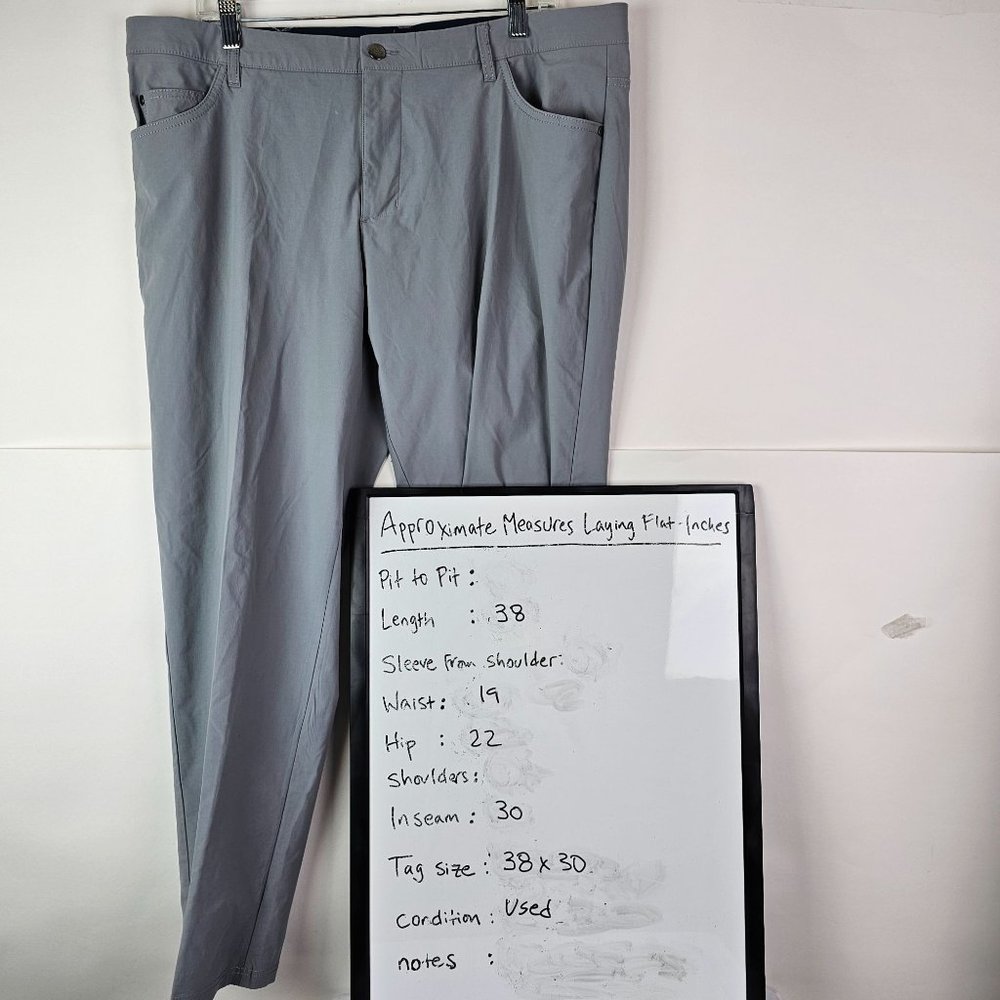 Adidas Pants Mens 38x30 Gray Solid Go-To 5-Pocket Tapered Golf Performance - Picture 3 of 9